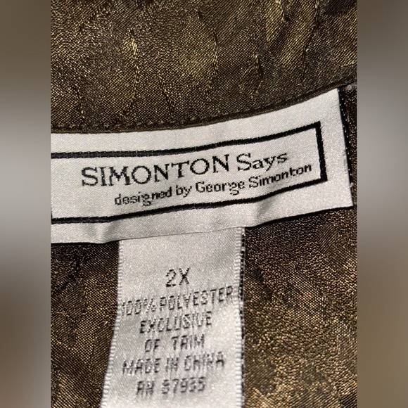 Vintage Simonton By George Simonton Women 2X Animal Print Blouse Office Work - Picture 3 of 7